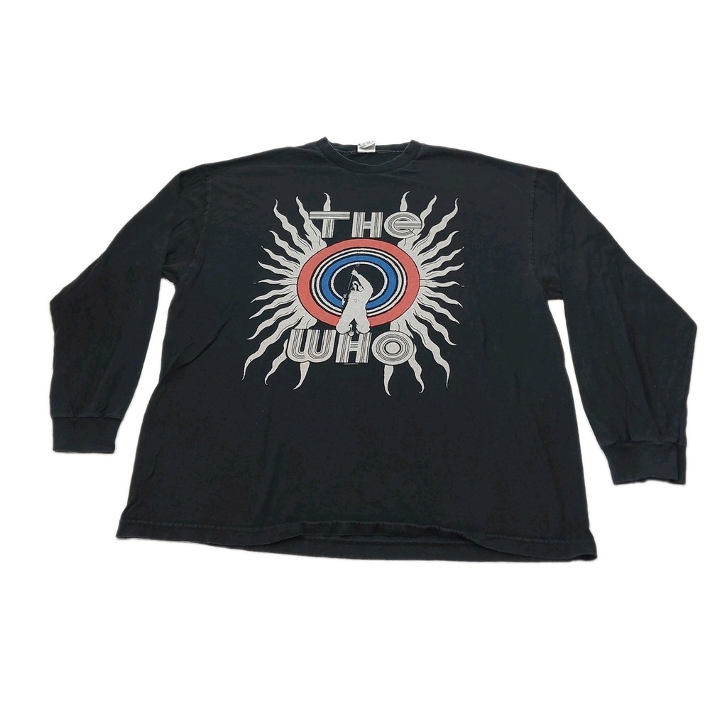 VTG The WHO Long Sleeve Black Tshirt 2XL Sunburst Guitar Silhouette